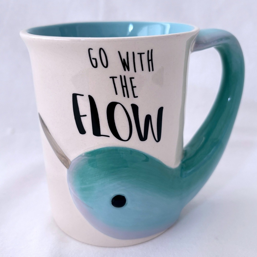 Our Name Is Mud Narwhal Go With The Flow Sculpted Tail Coffee Mug 16oz